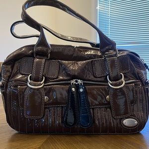 Authentic Chloe Patent Leather Bag in Glossy Olive-Brown